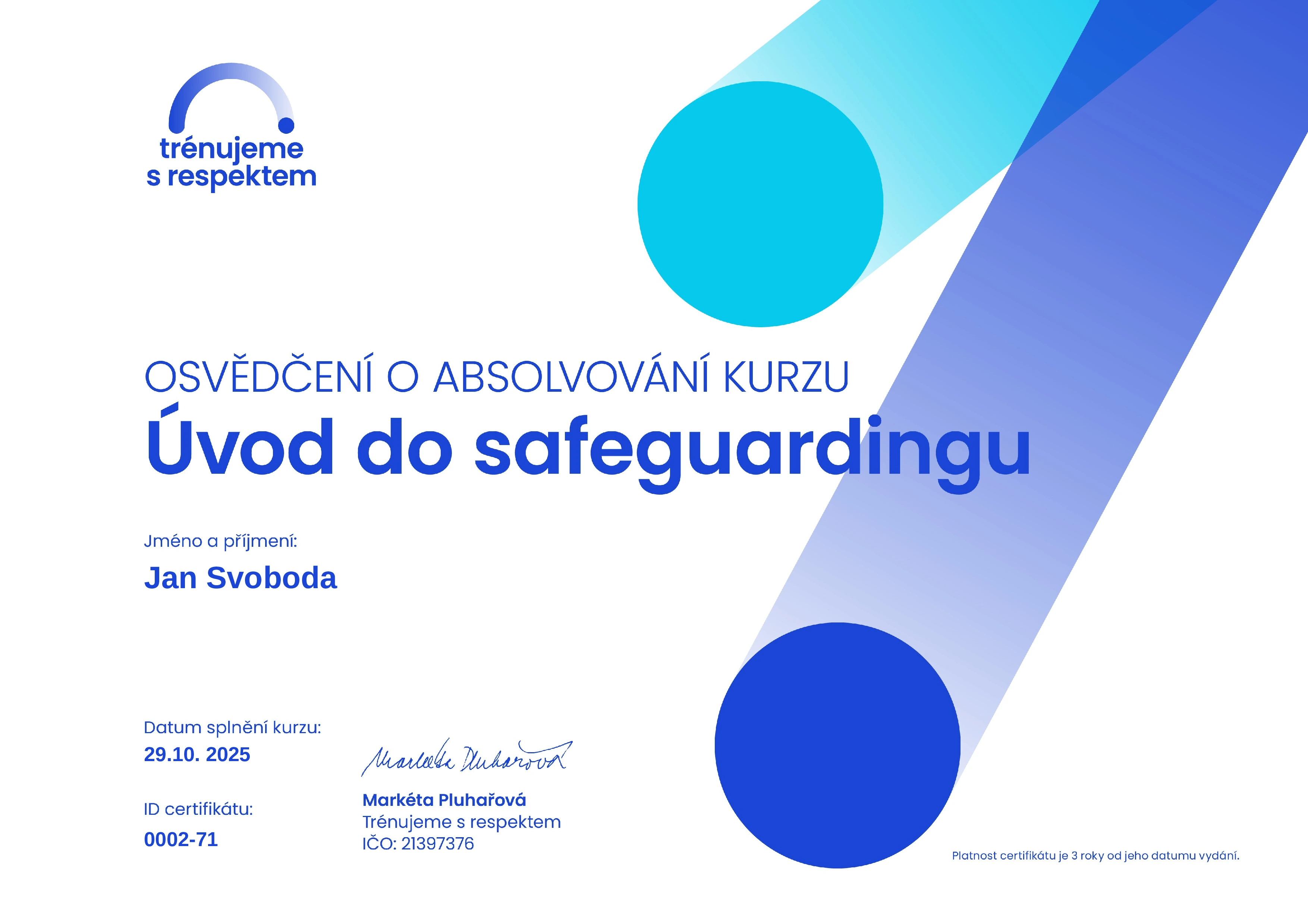 Certifikát Safeguarding